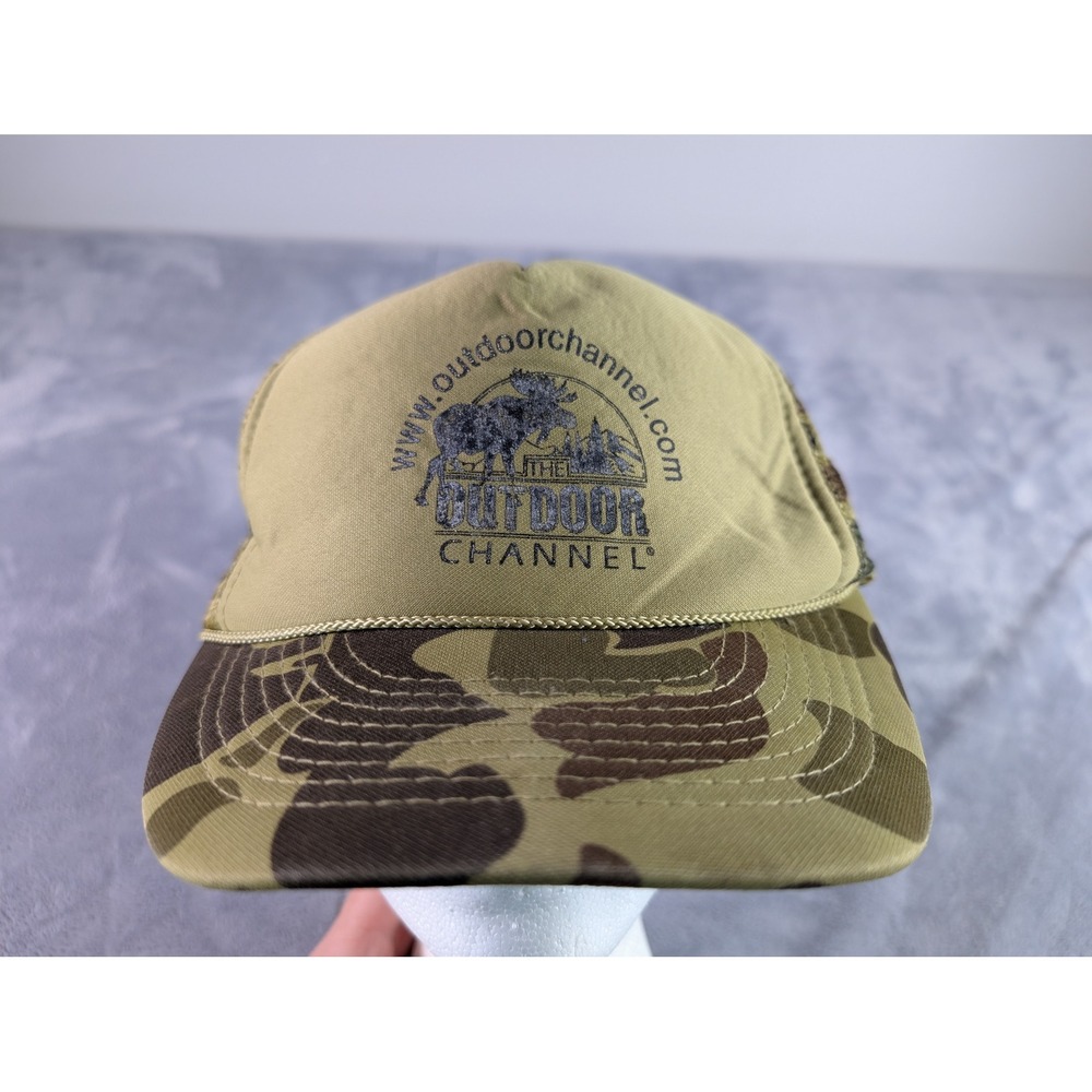 The Outdoor Channel Otto Cap Vintage Camo Mesh Snapback Trucker Hat Tan Brown